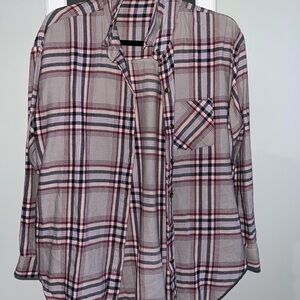 Love Notes Red, Blue and Gray Plaid Shirt